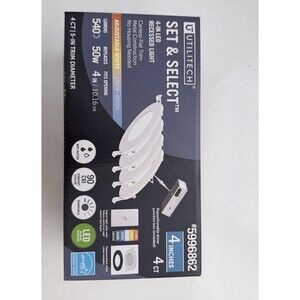 Utilitech 4in LED Recessed Retrofit Lights 4-Pack 5CCT Dimmable White